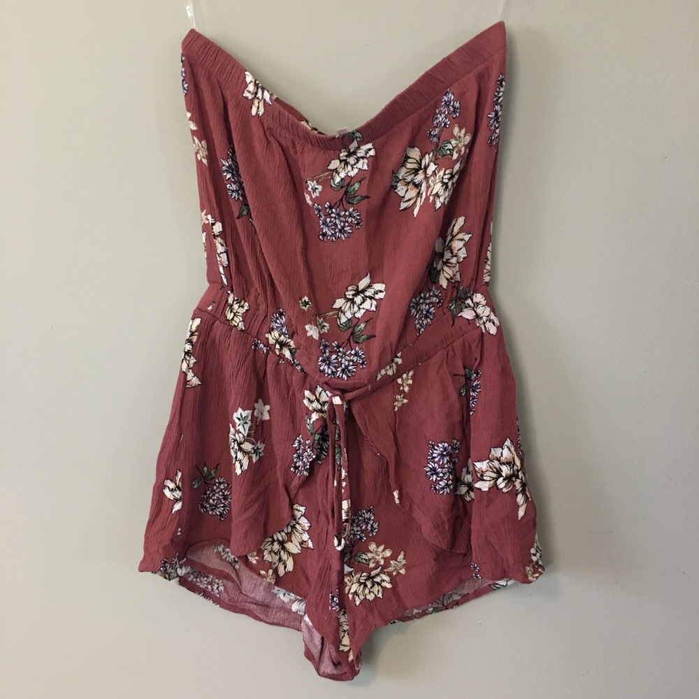 PacSun Lottie Moss Strapless Floral Romper